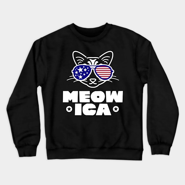 Meowica Proud American Cat Lover Crewneck Sweatshirt by holger.brandt